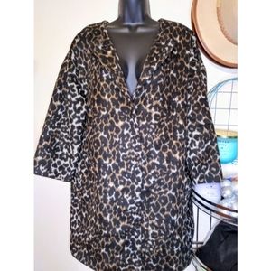 Vince Camuto Leopard Print Collarless Coat